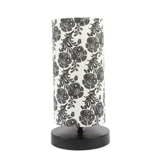 Filigree Design Print Shade Table Lamp With Metal Base Bed Switch Included And Bulb Not Included - WoodenTwist