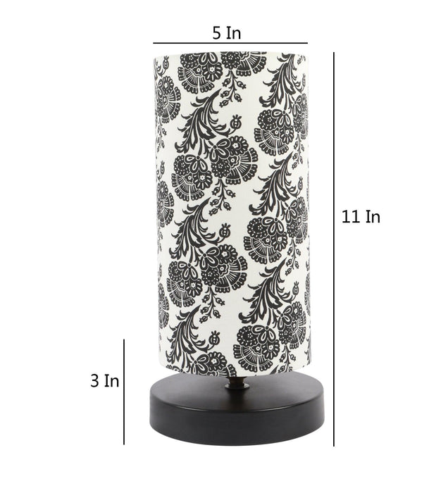 Filigree Design Print Shade Table Lamp With Metal Base Bed Switch Included And Bulb Not Included - WoodenTwist