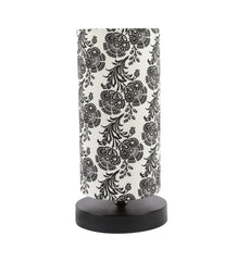 Filigree Design Print Shade Table Lamp With Metal Base Bed Switch Included And Bulb Not Included - WoodenTwist