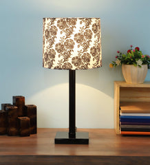 Filigree Design Print Shade With Metal Base Table Lamp - WoodenTwist