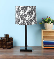 Filigree Design Print Shade With Metal Base Table Lamp - WoodenTwist