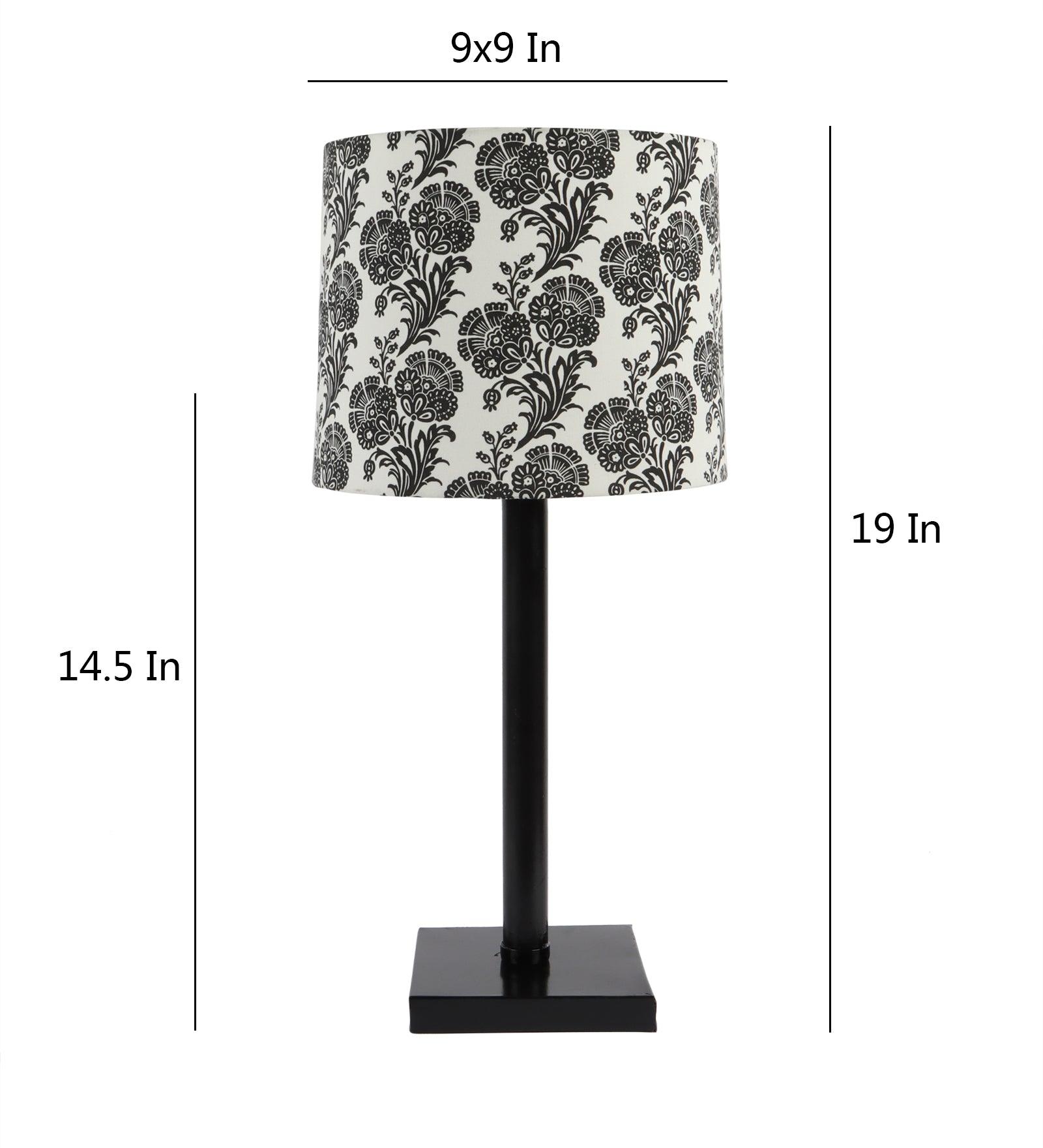 Filigree Design Print Shade With Metal Base Table Lamp - WoodenTwist