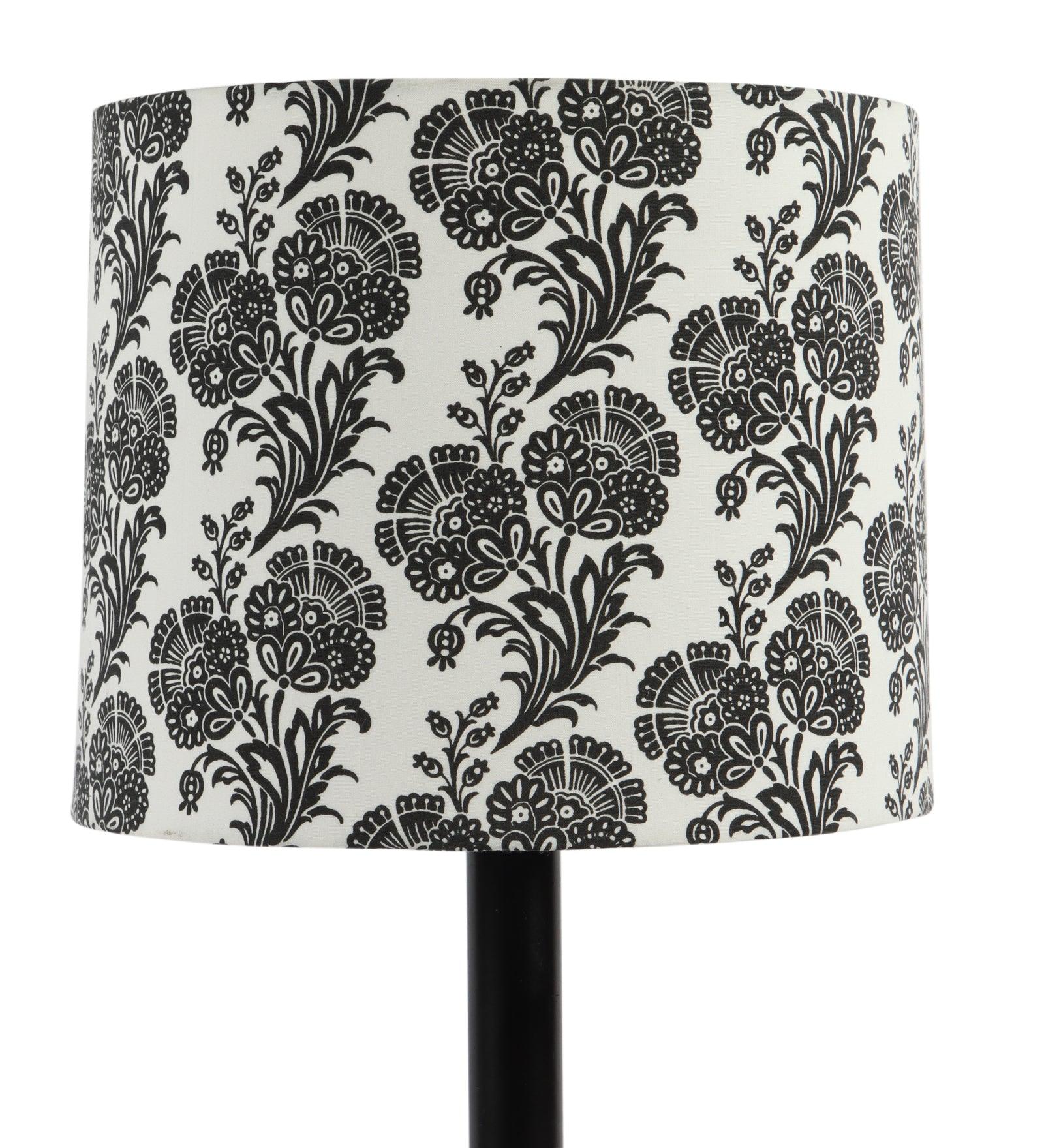 Filigree Design Print Shade With Metal Base Table Lamp - WoodenTwist