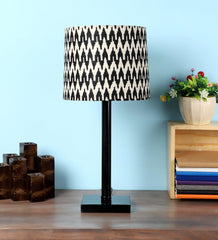 Chevron Design Print Shade With Metal Base Table Lamp - WoodenTwist