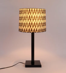 Chevron Design Print Shade With Metal Base Table Lamp - WoodenTwist