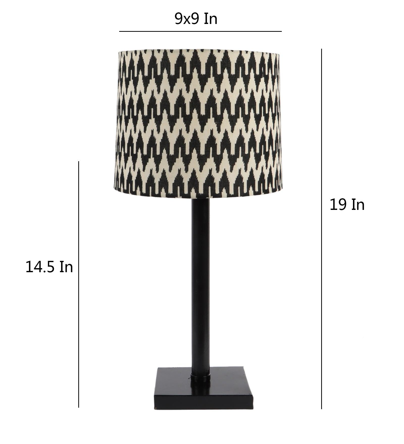 Chevron Design Print Shade With Metal Base Table Lamp - WoodenTwist