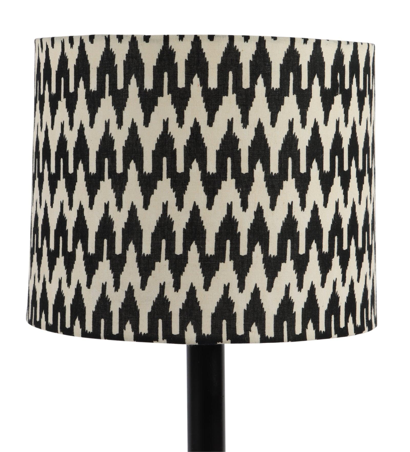 Chevron Design Print Shade With Metal Base Table Lamp - WoodenTwist