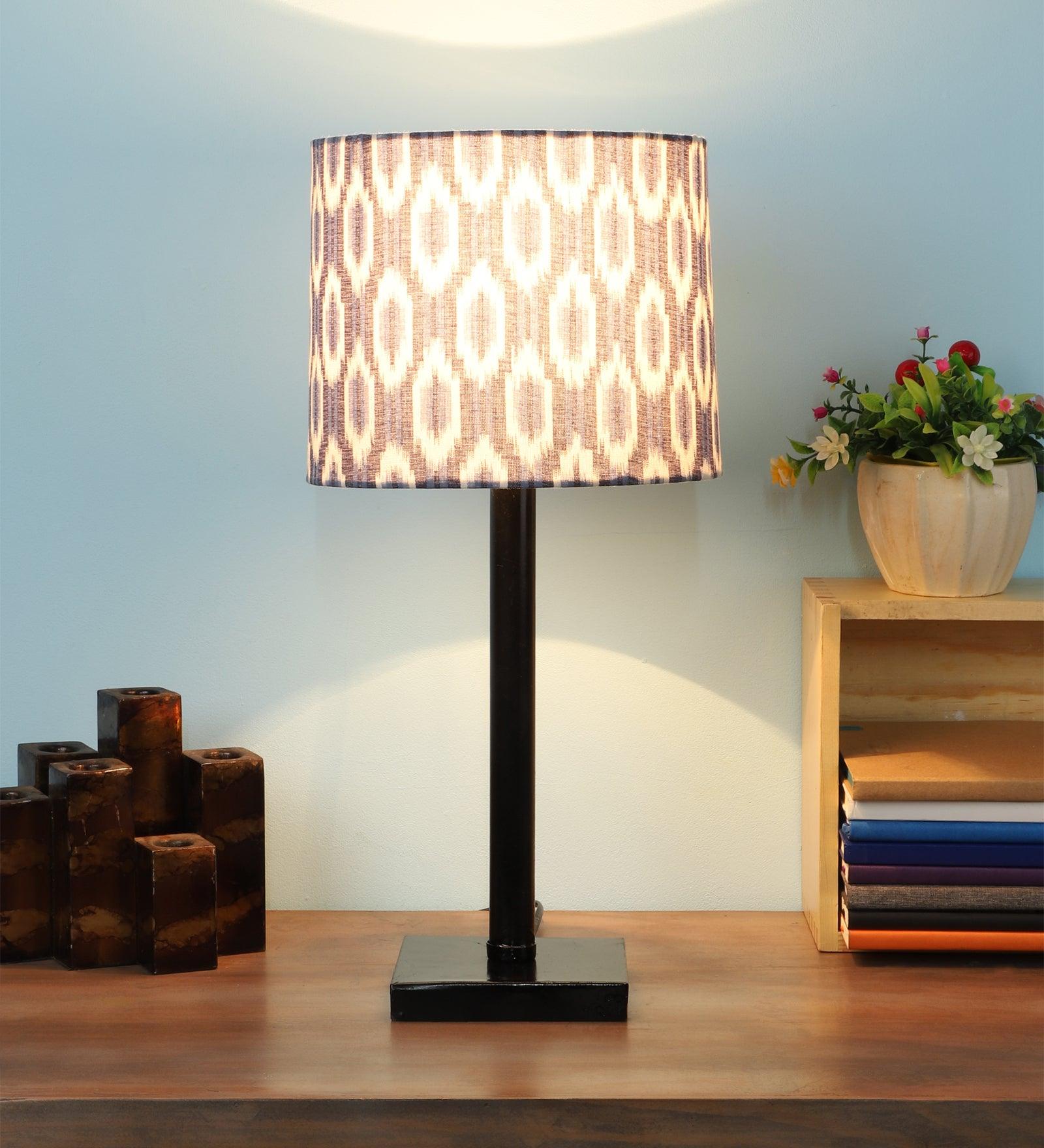 ikat Design Print Shade With Metal Base Table Lamp - WoodenTwist