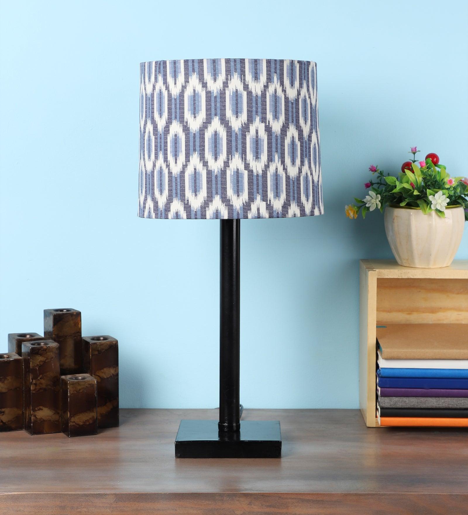 ikat Design Print Shade With Metal Base Table Lamp - WoodenTwist