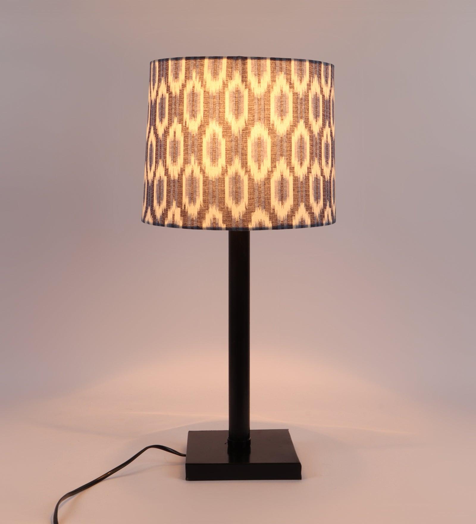 ikat Design Print Shade With Metal Base Table Lamp - WoodenTwist