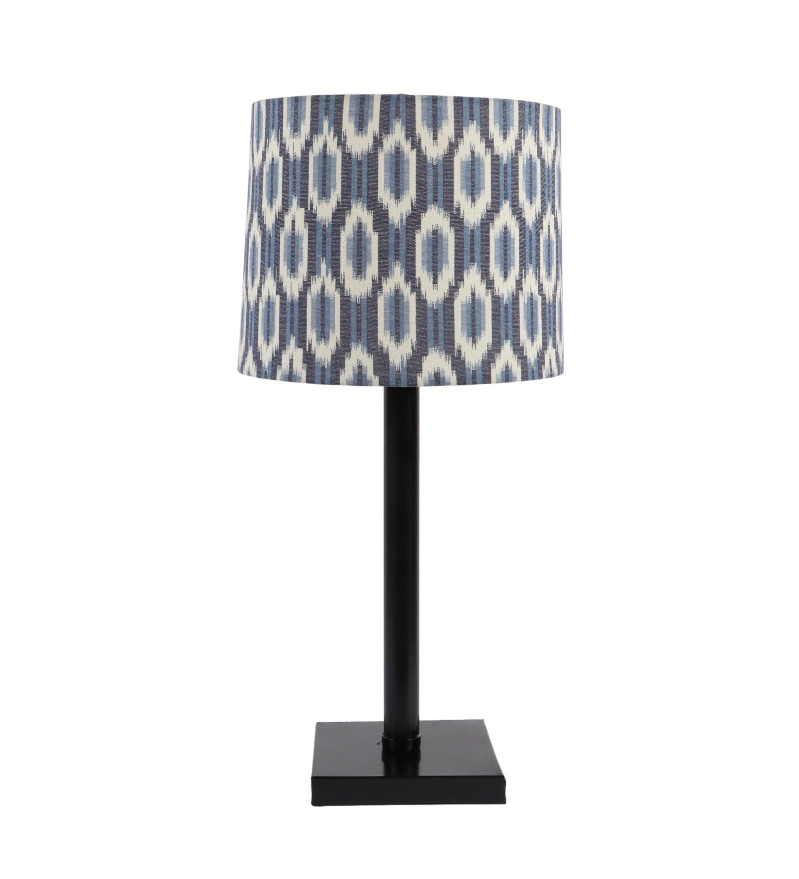 ikat Design Print Shade With Metal Base Table Lamp - WoodenTwist