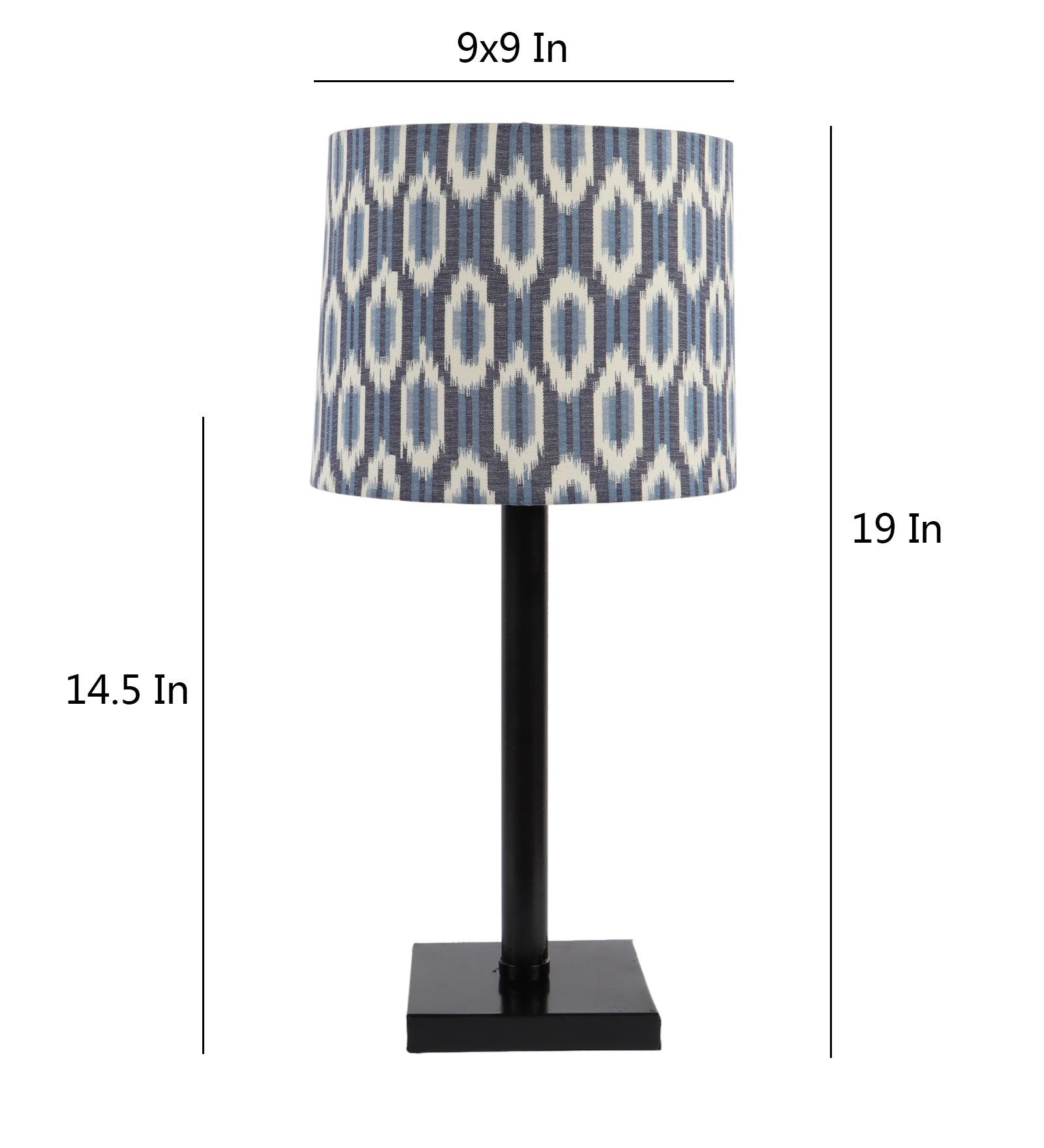 ikat Design Print Shade With Metal Base Table Lamp - WoodenTwist