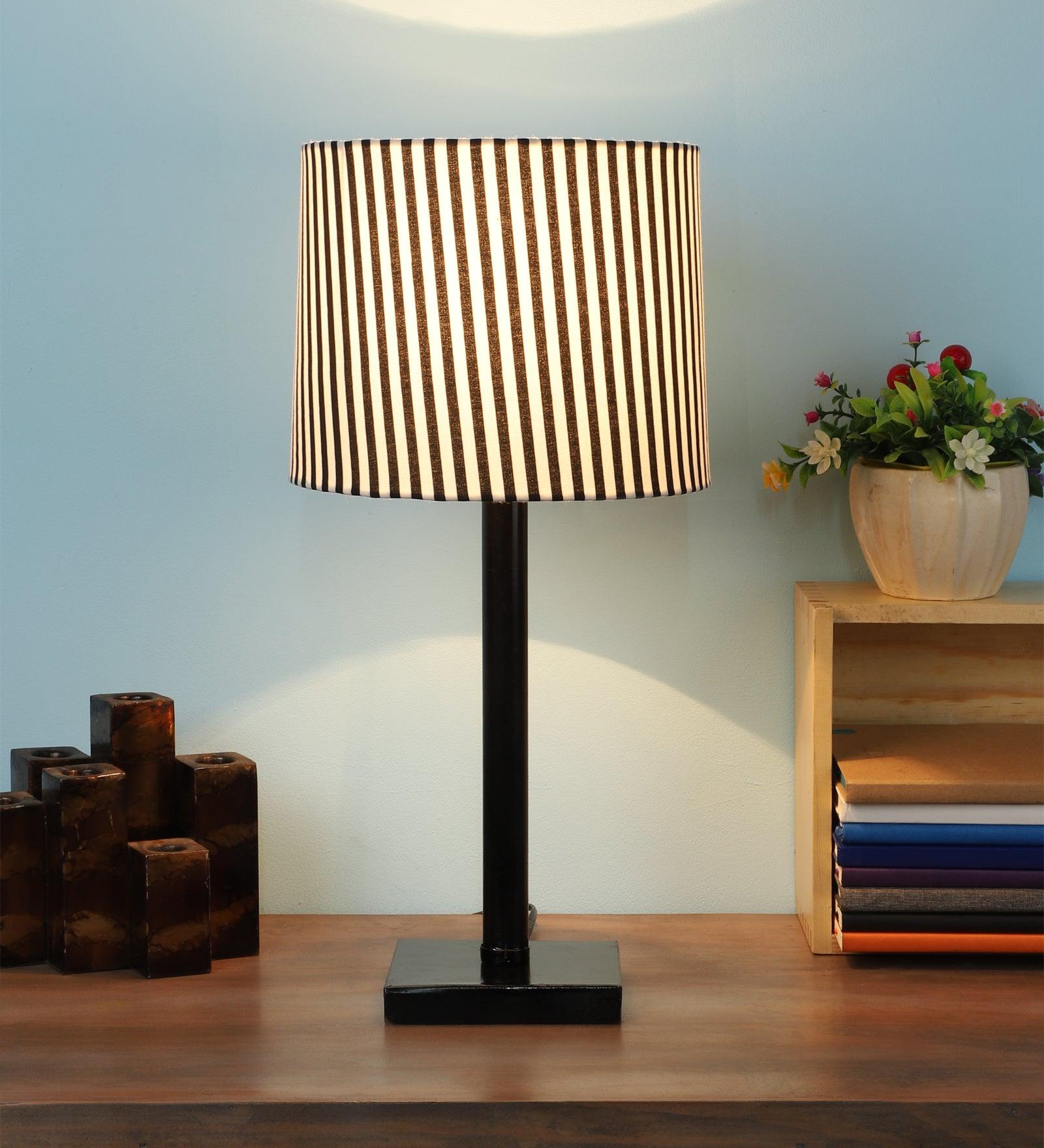 Zebra Design Print Shade With Metal Base Table Lamp - WoodenTwist