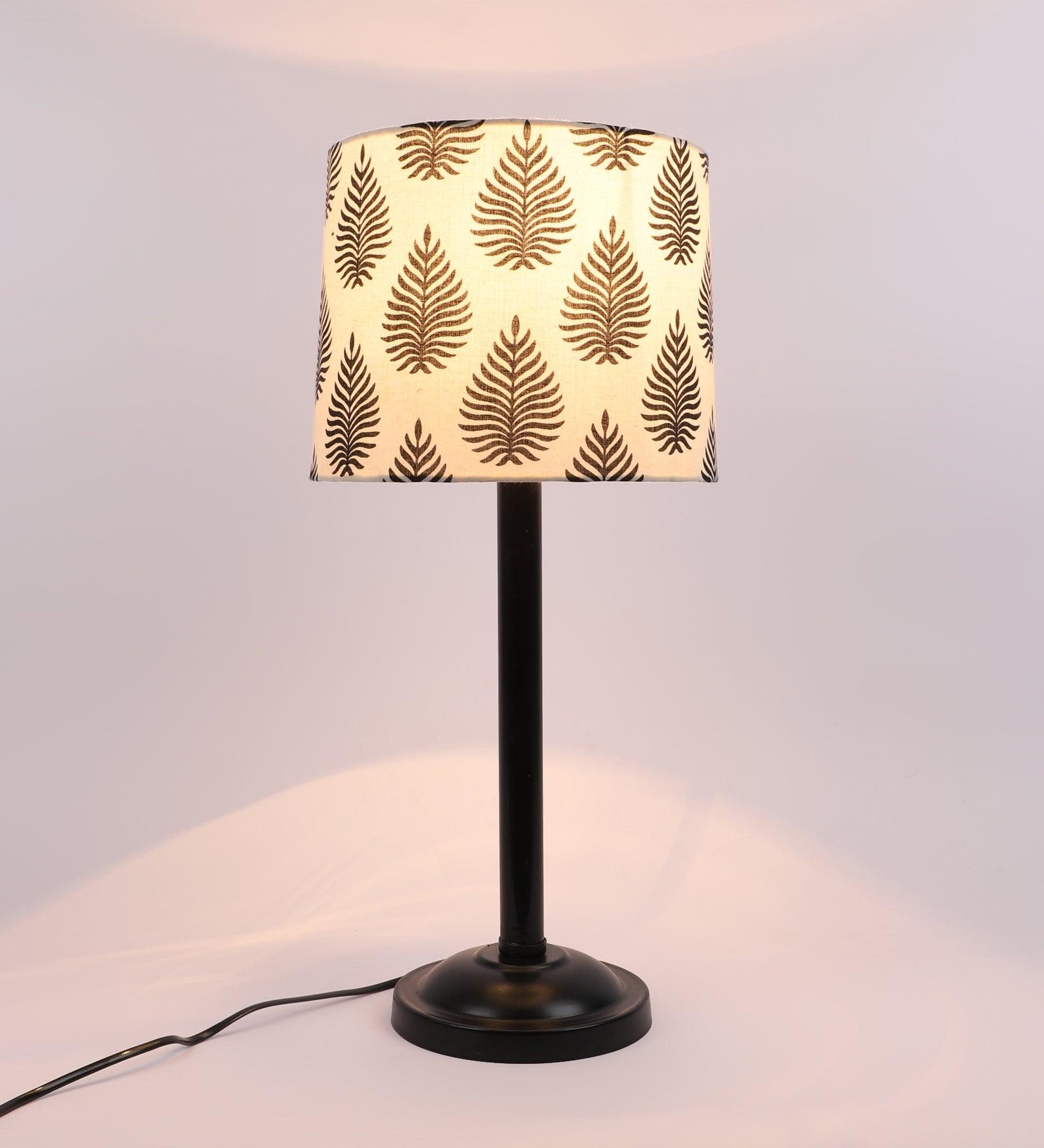 Tropical Design Print Shade With Metal Base Table Lamp - WoodenTwist