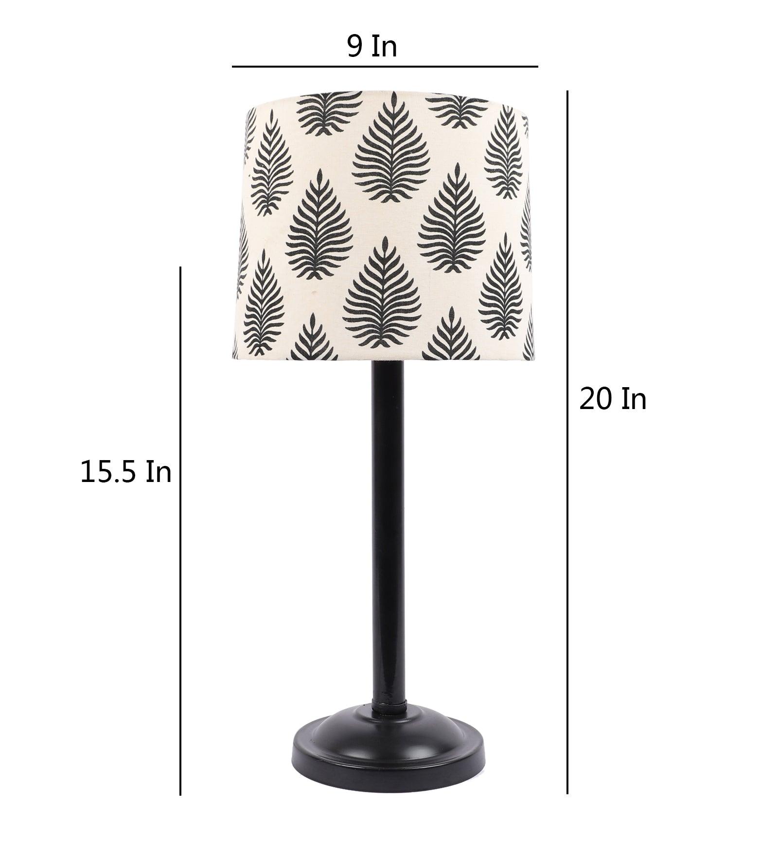 Tropical Design Print Shade With Metal Base Table Lamp - WoodenTwist