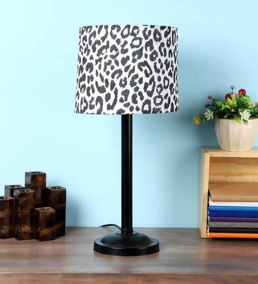 Leopard Design Print Shade With Metal Base Table Lamp - WoodenTwist