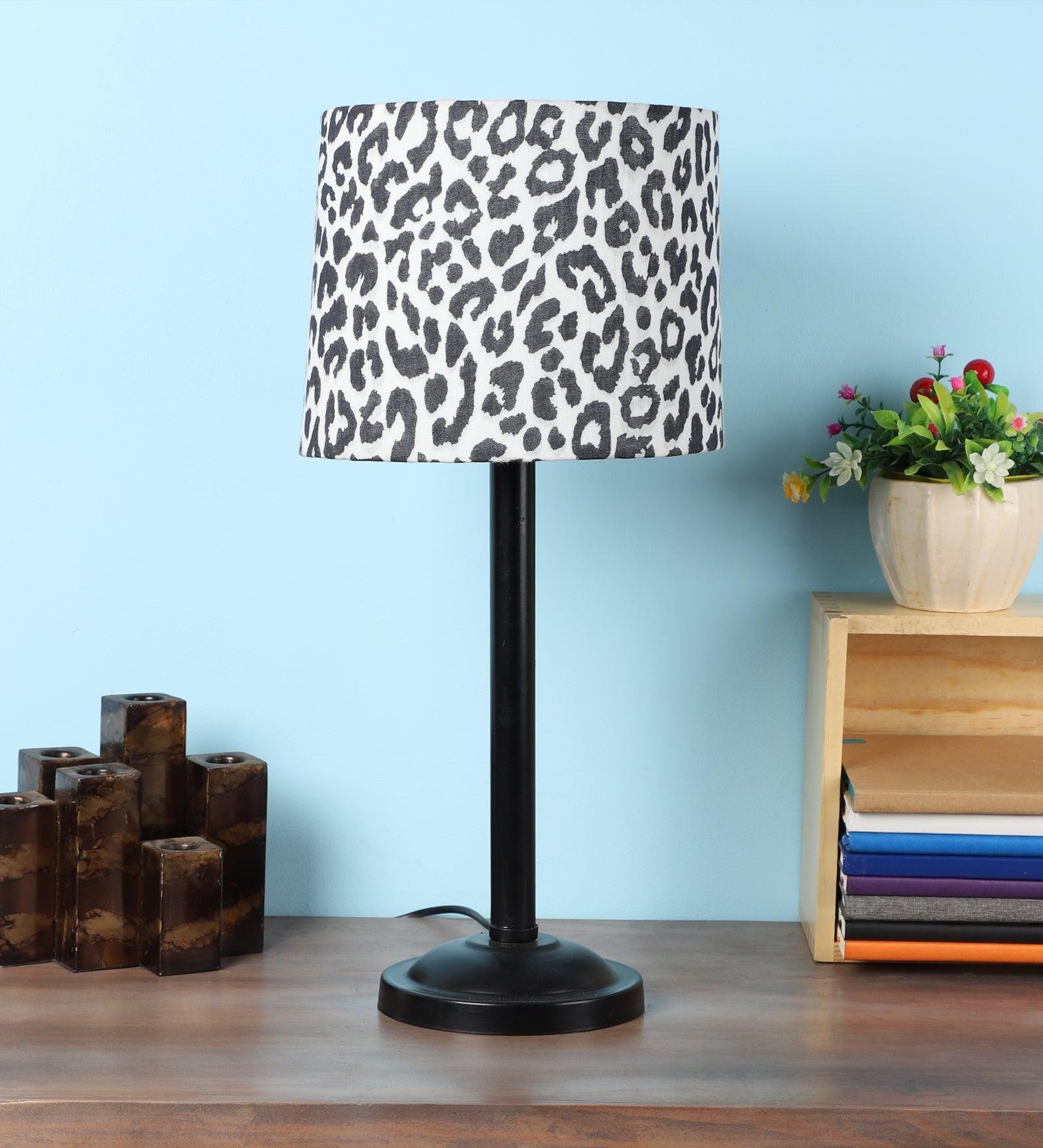 Leopard Design Print Shade With Metal Base Table Lamp - WoodenTwist