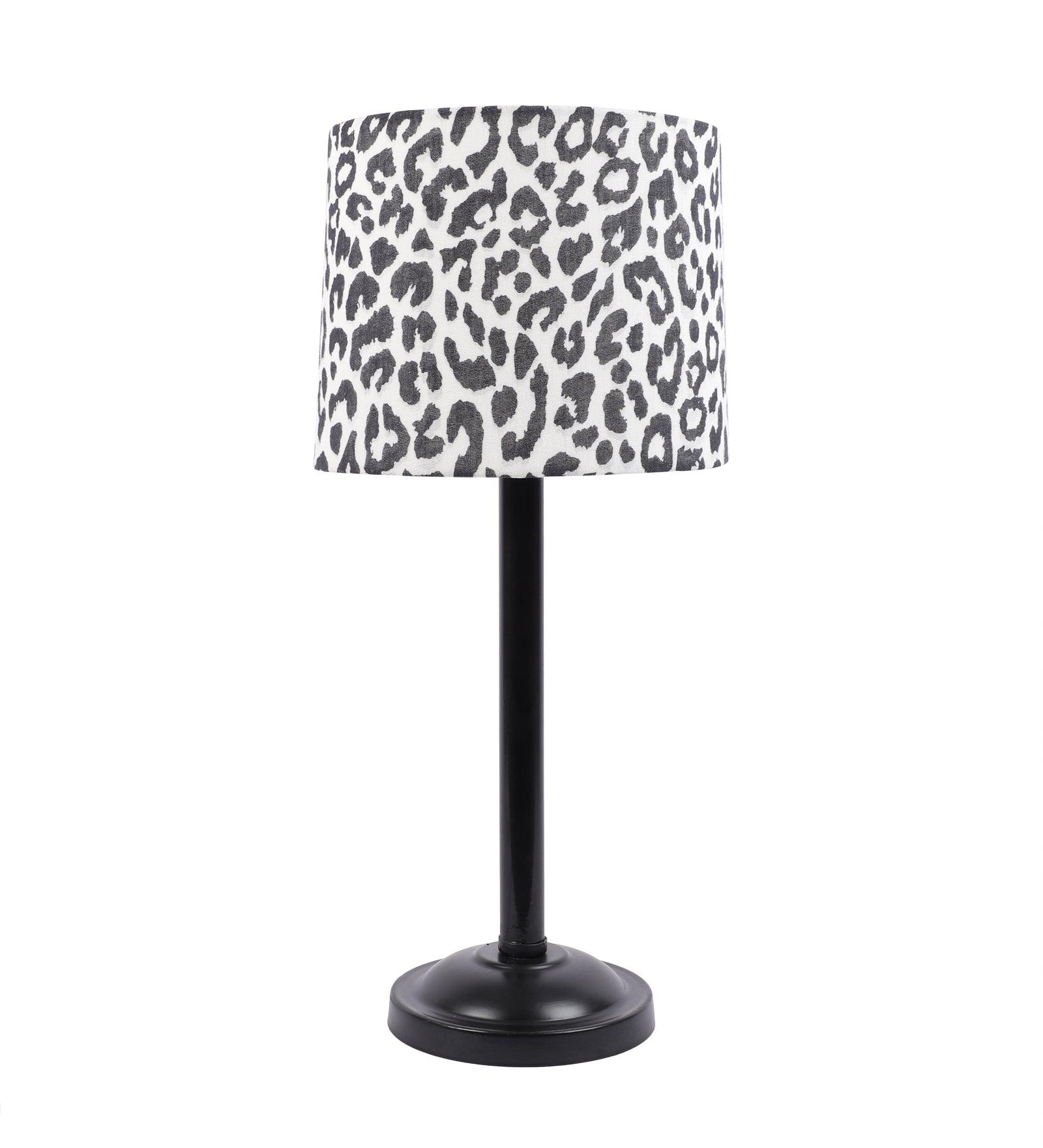 Leopard Design Print Shade With Metal Base Table Lamp - WoodenTwist