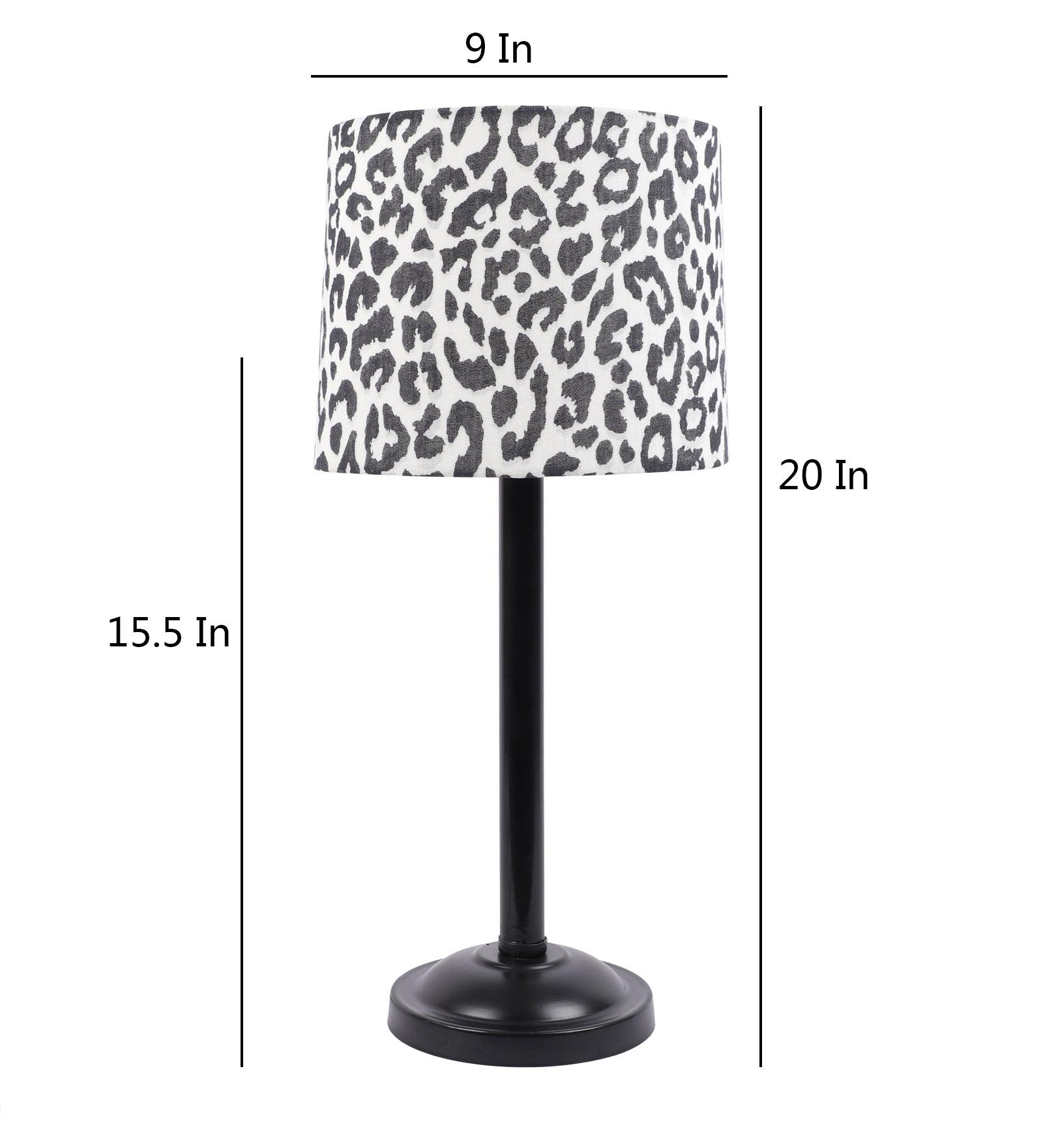 Leopard Design Print Shade With Metal Base Table Lamp - WoodenTwist