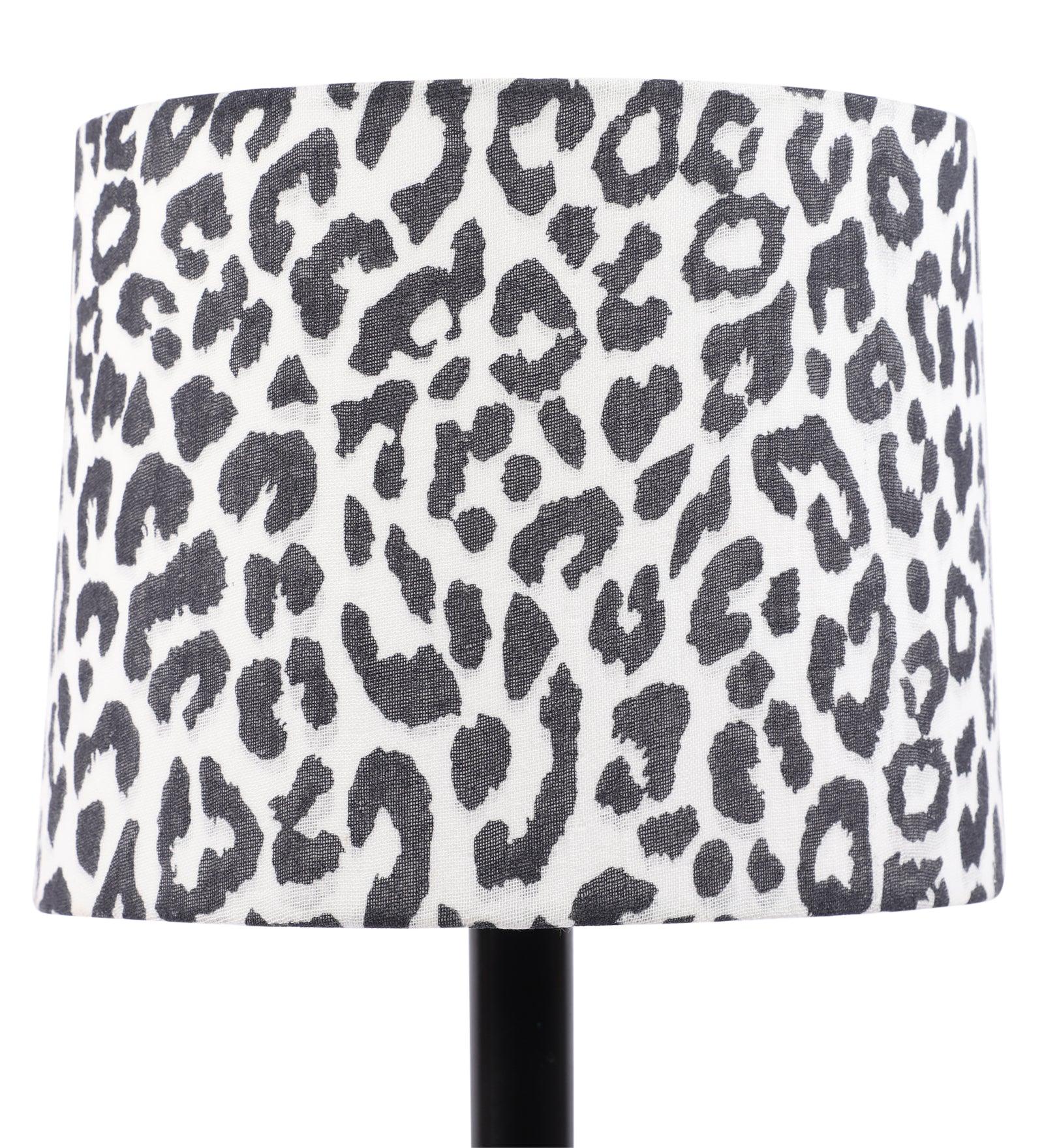 Leopard Design Print Shade With Metal Base Table Lamp - WoodenTwist