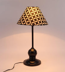 Geometric Design Print Shade With Metal Base Table Lamp - WoodenTwist