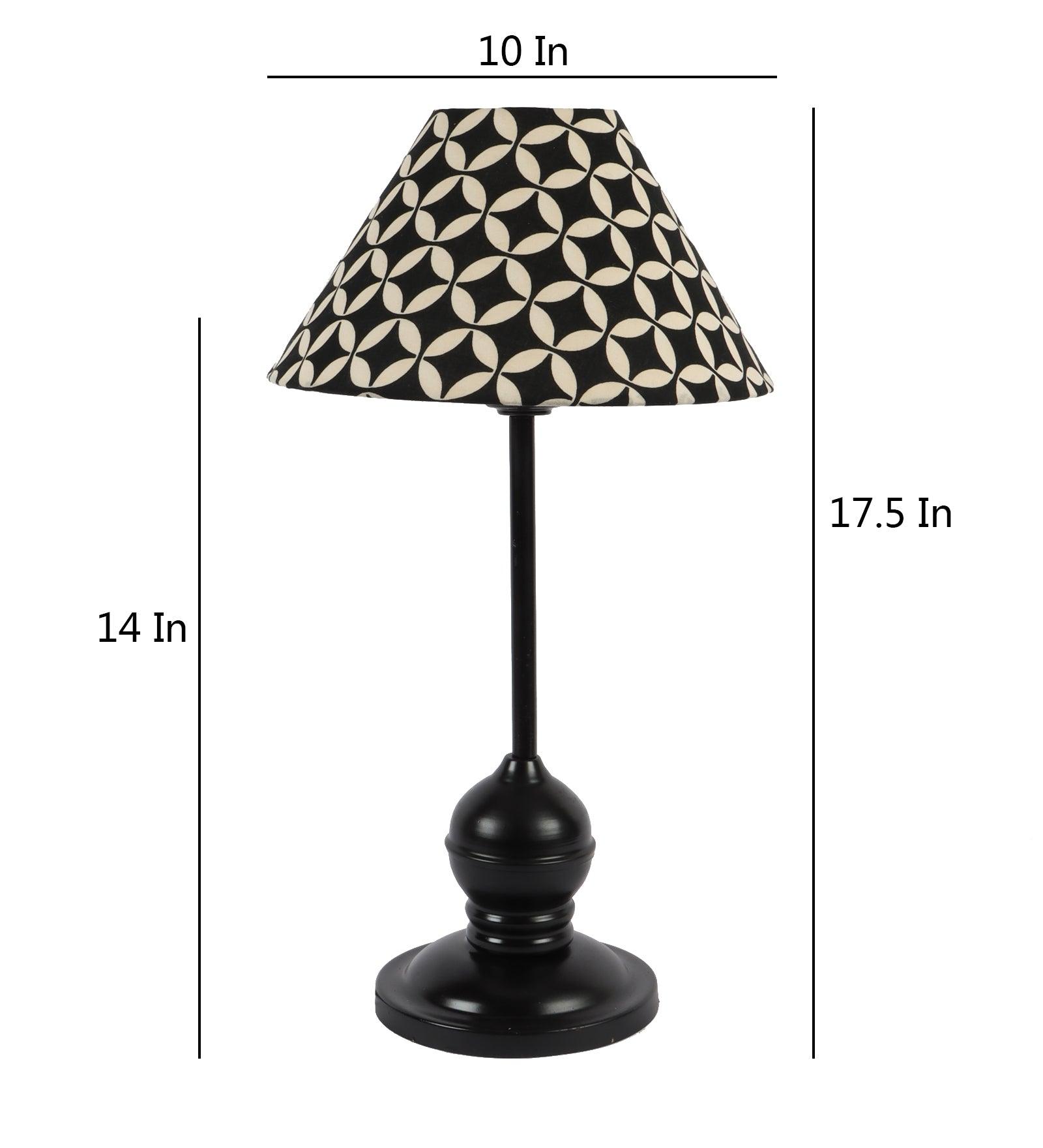 Geometric Design Print Shade With Metal Base Table Lamp - WoodenTwist