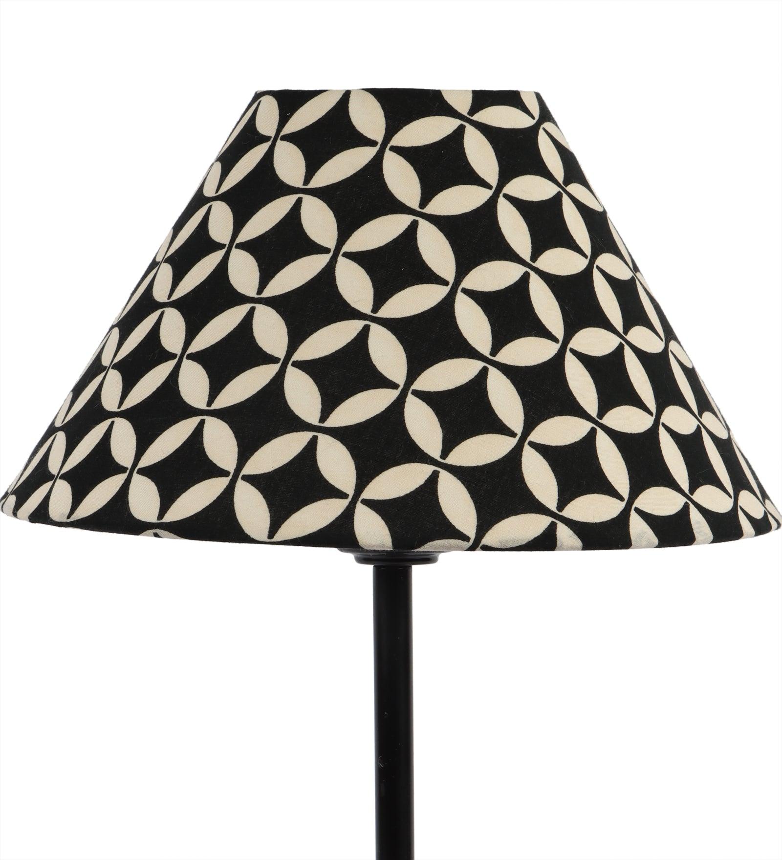 Geometric Design Print Shade With Metal Base Table Lamp - WoodenTwist