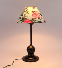 Floral Design Print Shade With Metal Base Table Lamp - WoodenTwist