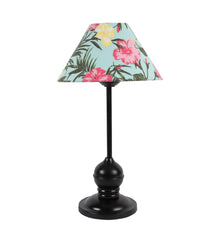 Floral Design Print Shade With Metal Base Table Lamp - WoodenTwist