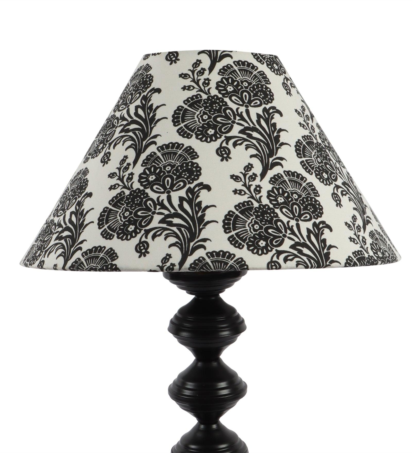 Filigree Design Print Shade With Metal Base Table Lamp - WoodenTwist