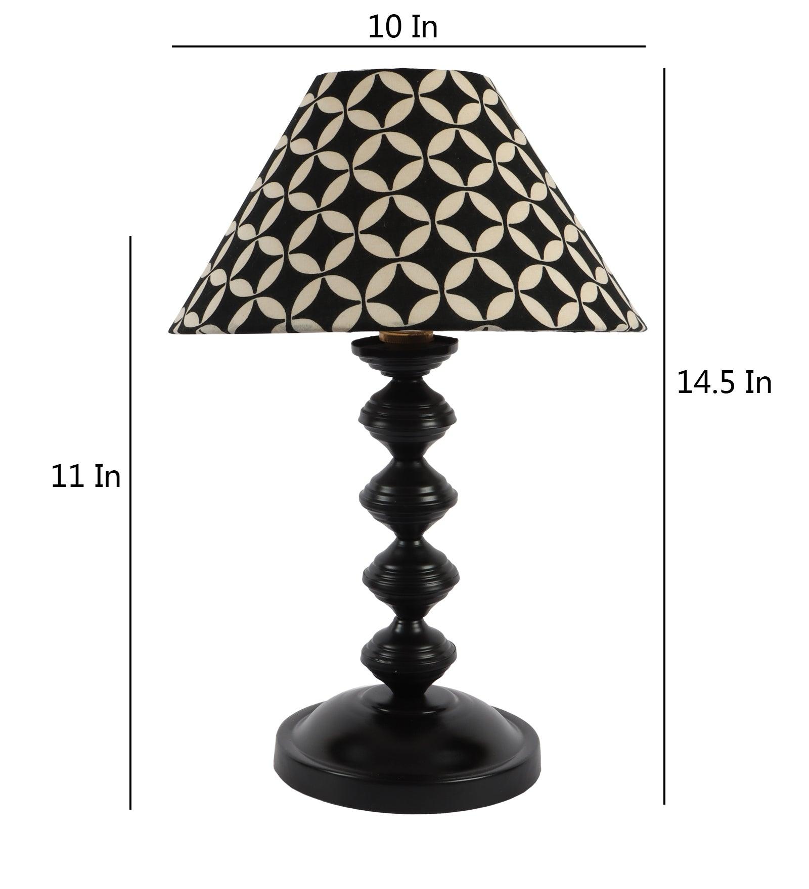 Geometric Design Print Shade With Metal Base Table Lamp - WoodenTwist