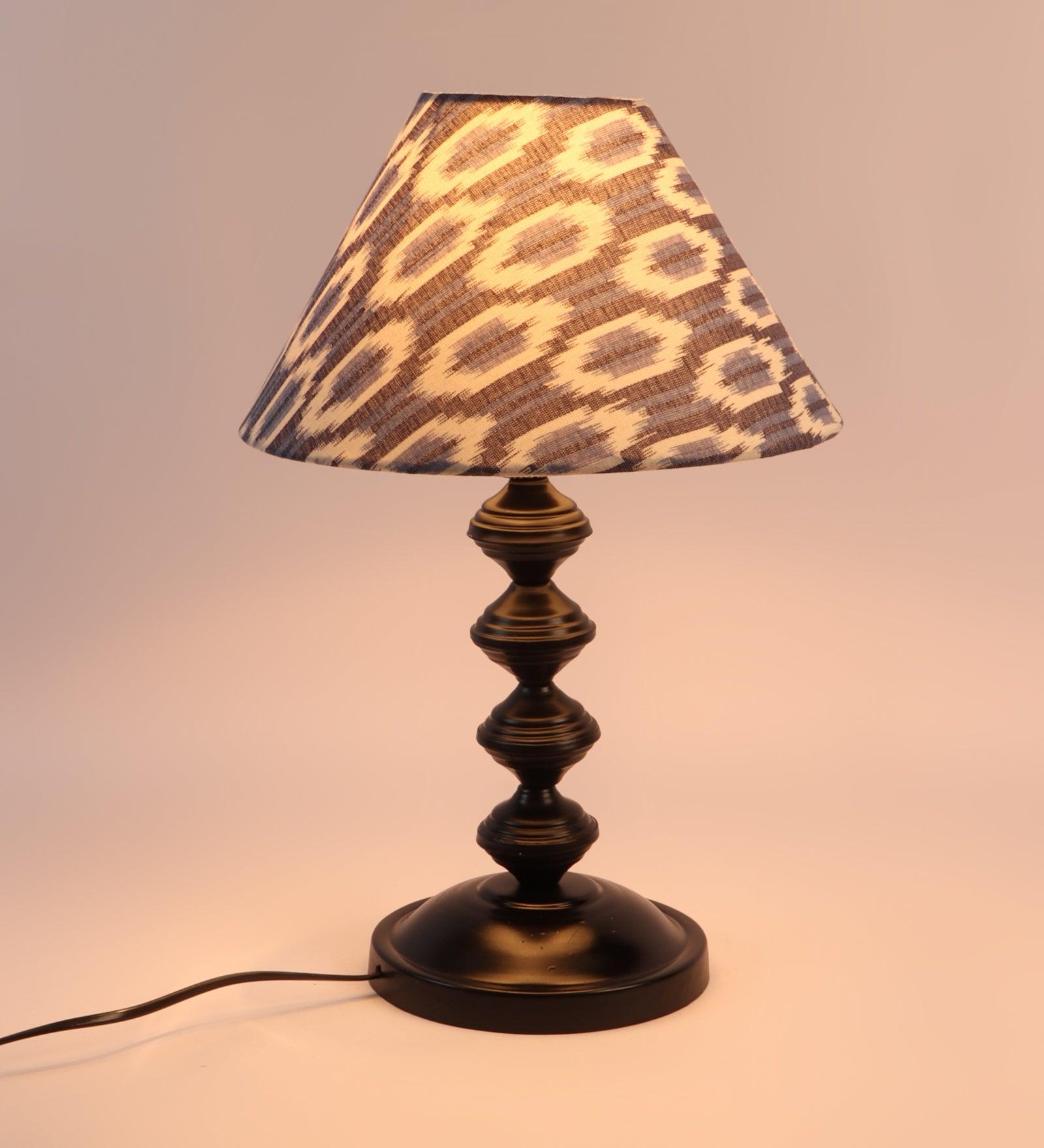 ikat Design Print Shade With Metal Base Table Lamp - WoodenTwist