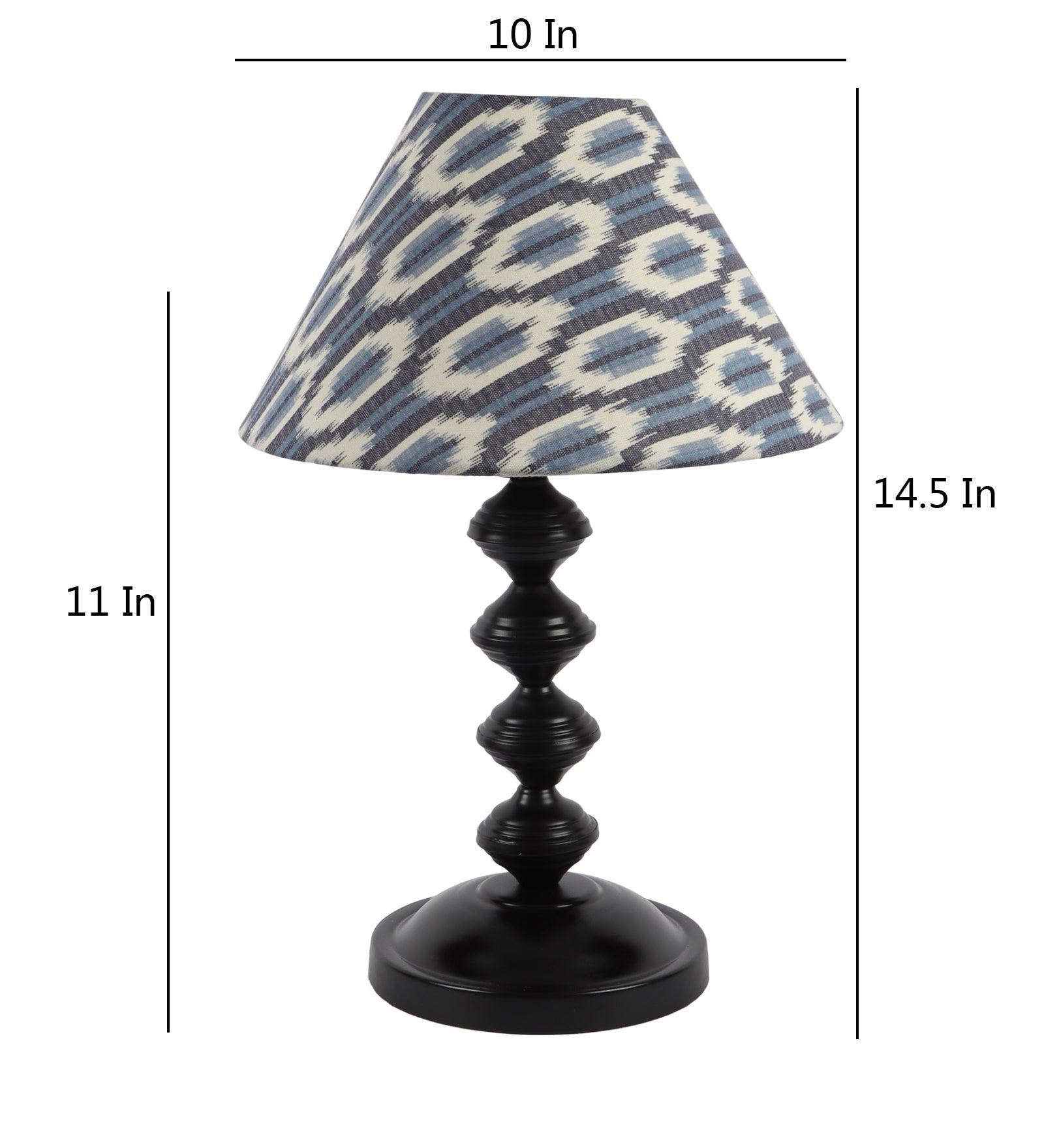 ikat Design Print Shade With Metal Base Table Lamp - WoodenTwist