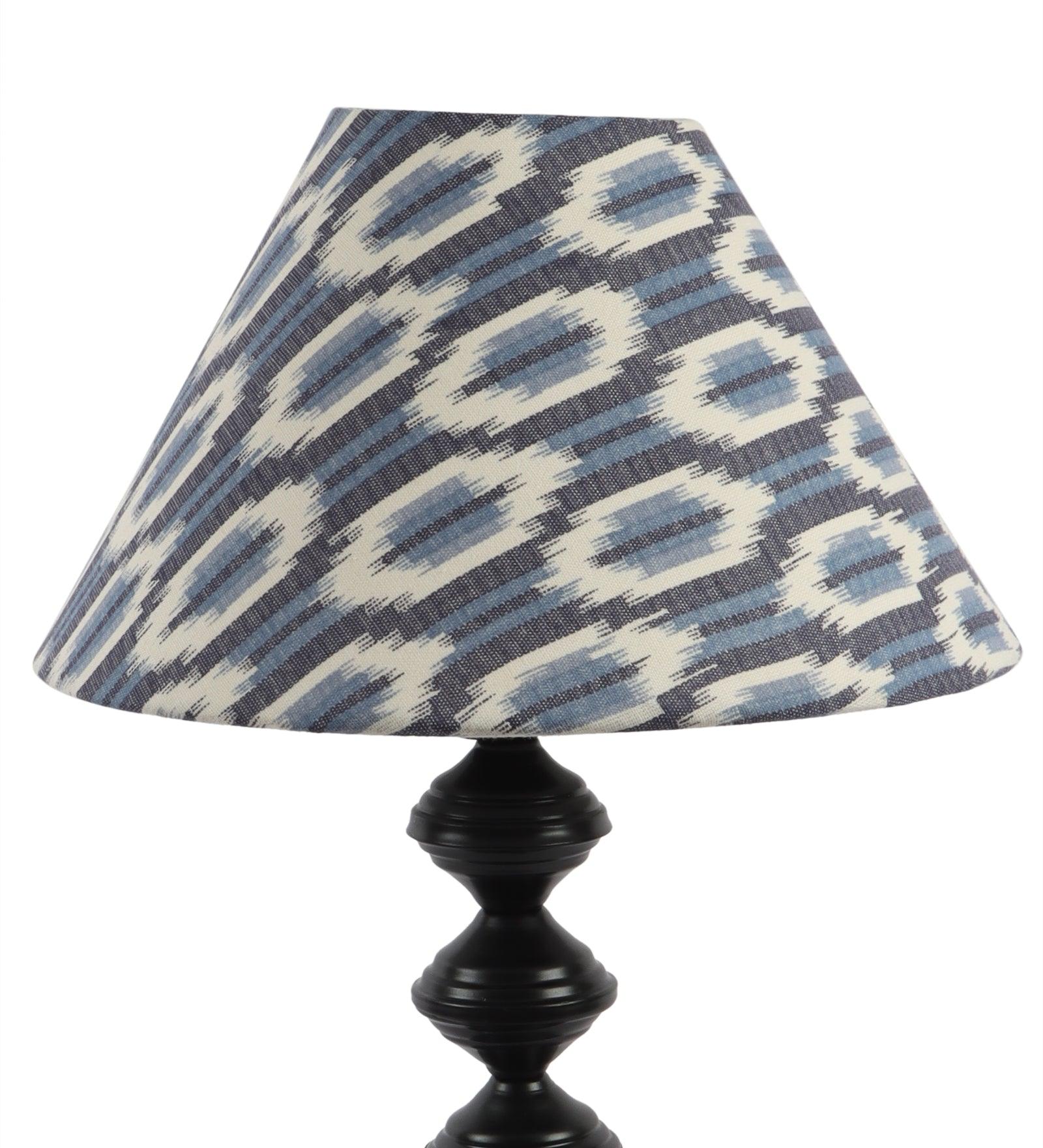 ikat Design Print Shade With Metal Base Table Lamp - WoodenTwist