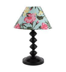 Floral Design Print Shade With Metal Base Table Lamp - WoodenTwist