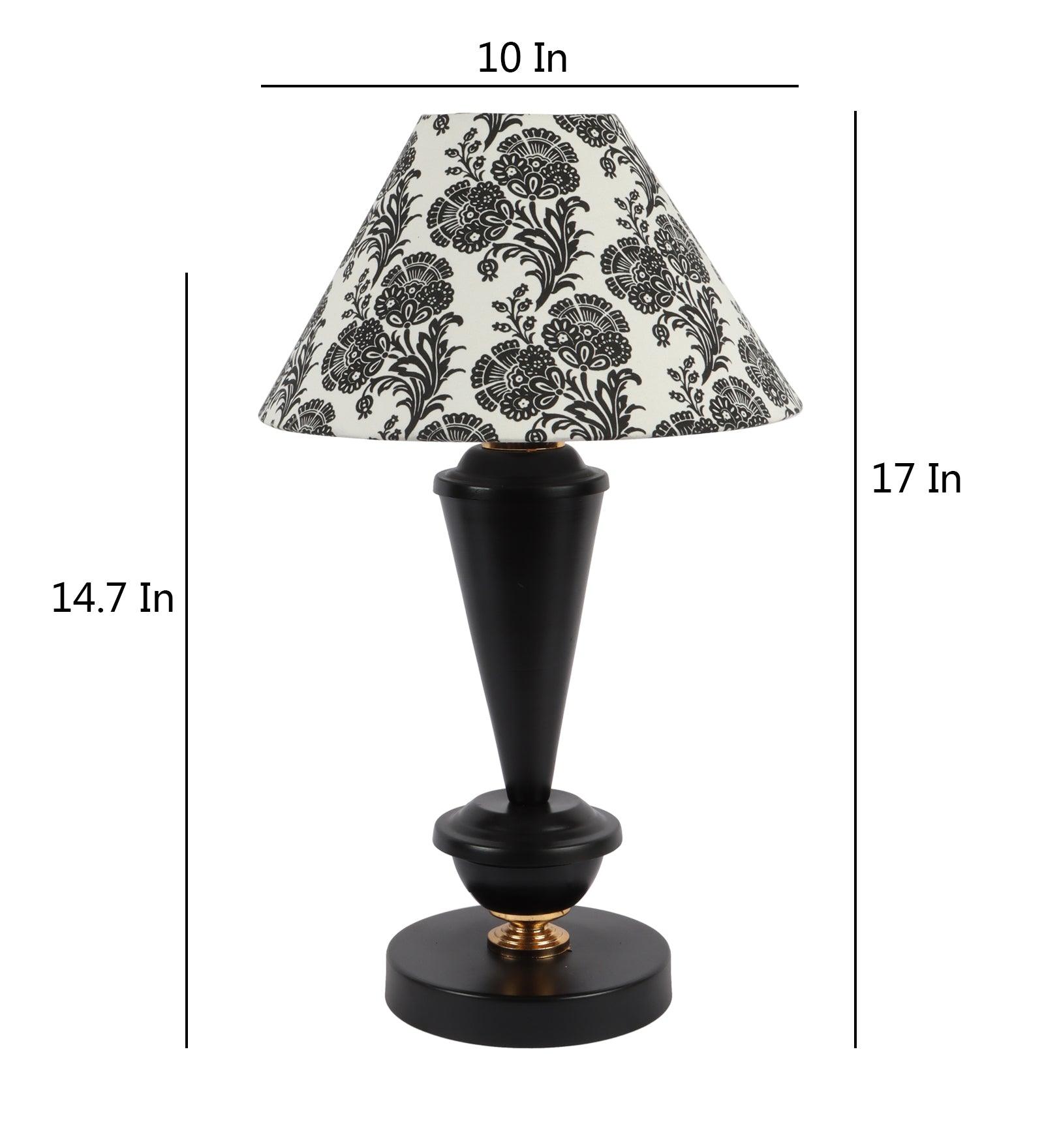 Filigree Design Print Shade With Metal Base Table Lamp - WoodenTwist