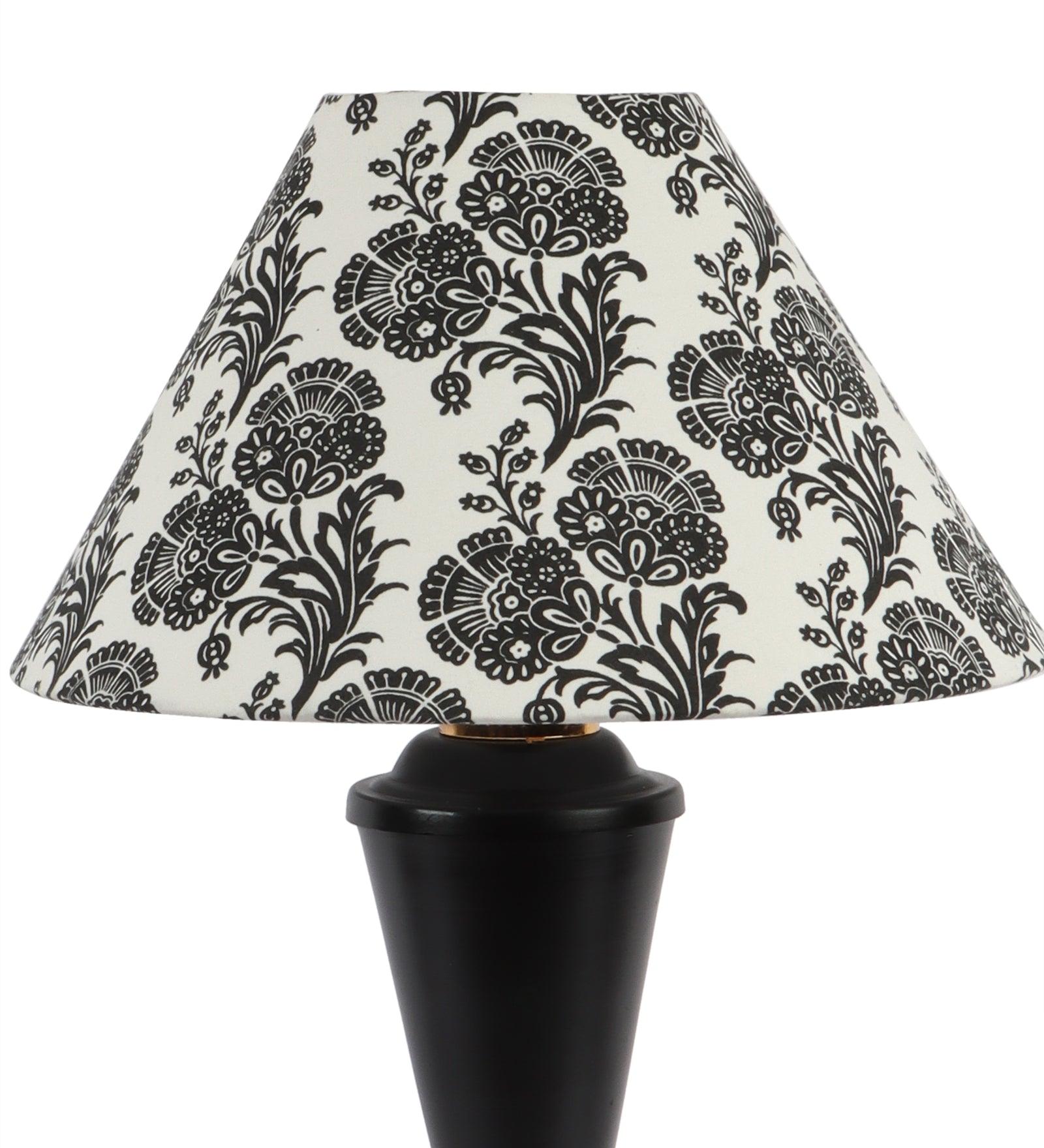 Filigree Design Print Shade With Metal Base Table Lamp - WoodenTwist