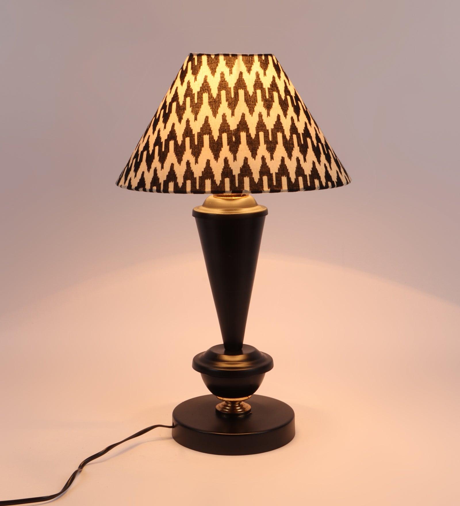 Chevron Design Print Shade With Metal Base Table Lamp - WoodenTwist