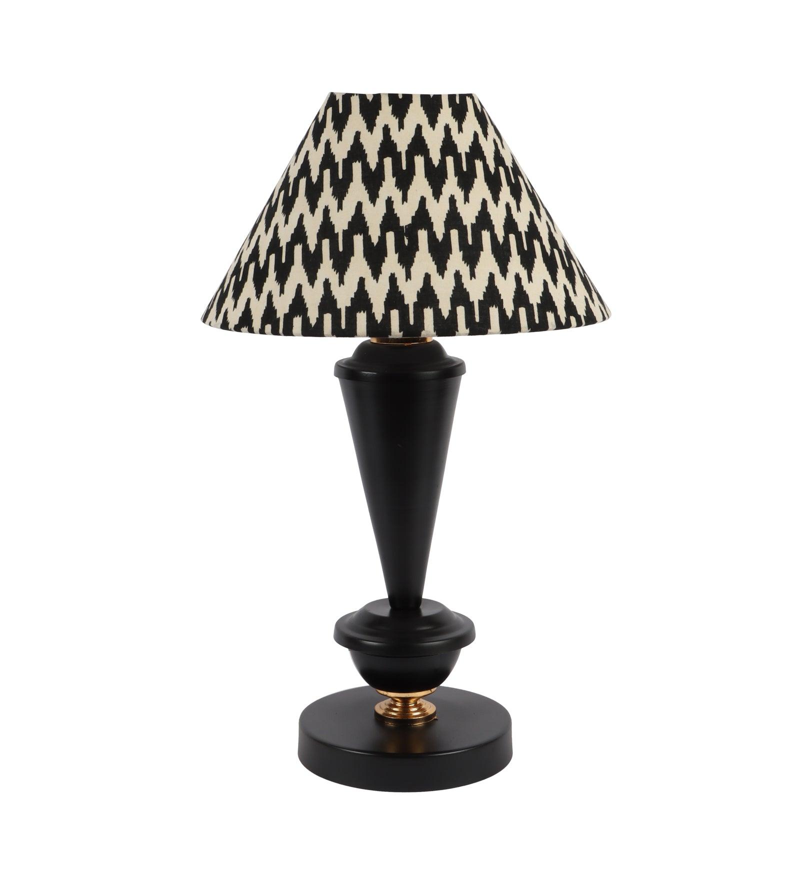 Chevron Design Print Shade With Metal Base Table Lamp - WoodenTwist