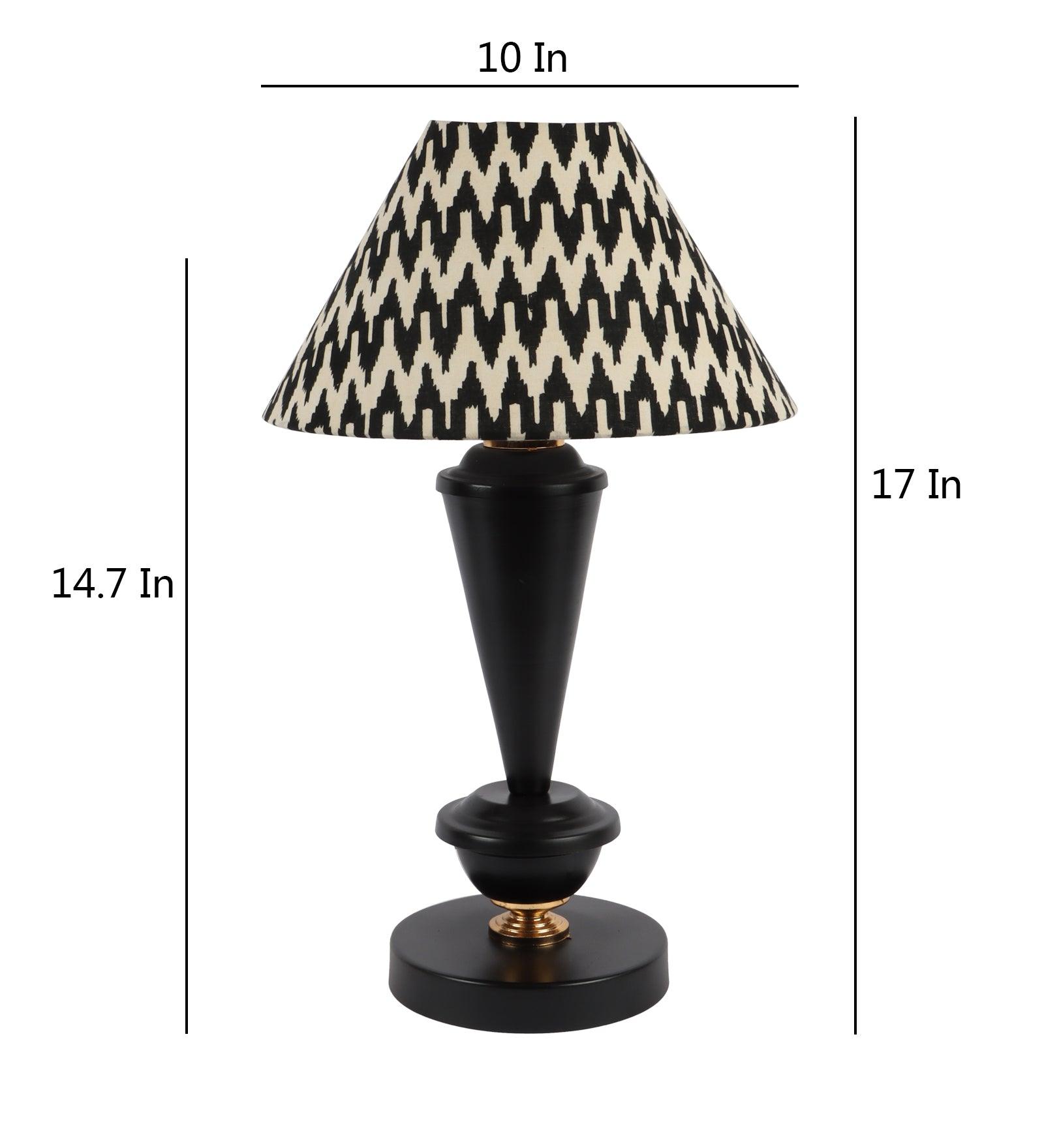 Chevron Design Print Shade With Metal Base Table Lamp - WoodenTwist