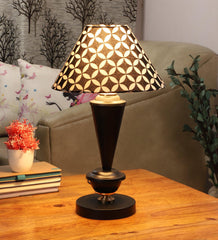 Geometric Design Print Shade With Metal Base Table Lamp - WoodenTwist