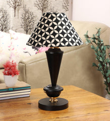 Geometric Design Print Shade With Metal Base Table Lamp - WoodenTwist