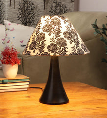 Filigree Design Print Shade With Metal Base Table Lamp - WoodenTwist