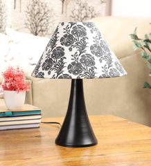 Filigree Design Print Shade With Metal Base Table Lamp - WoodenTwist