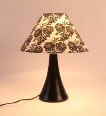 Filigree Design Print Shade With Metal Base Table Lamp - WoodenTwist