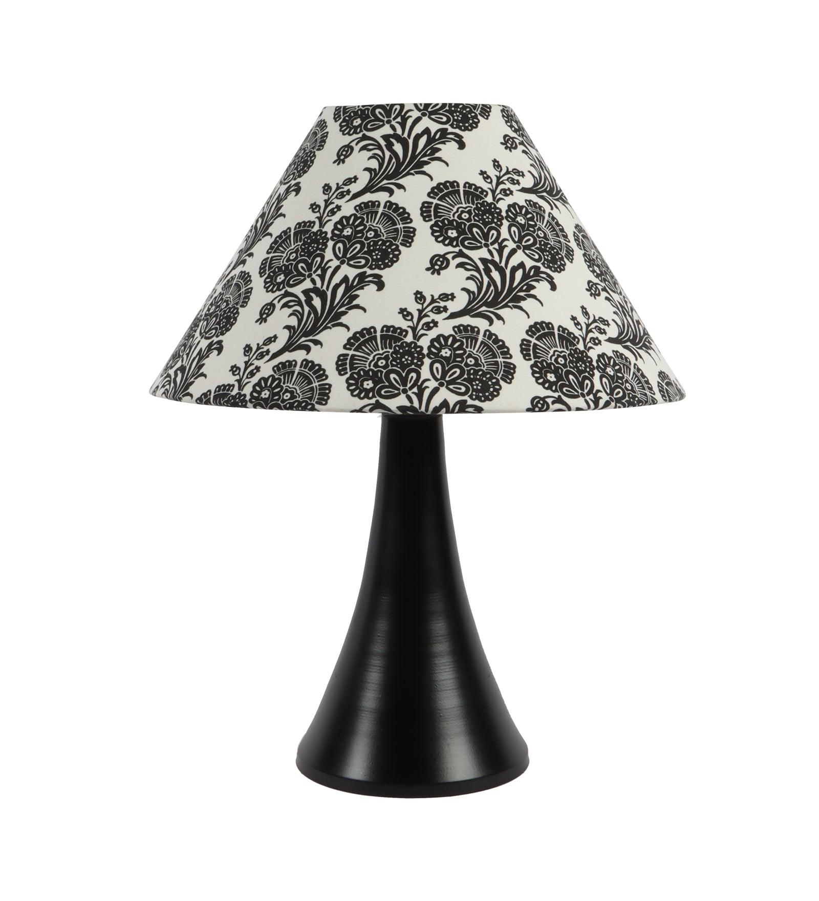 Filigree Design Print Shade With Metal Base Table Lamp - WoodenTwist