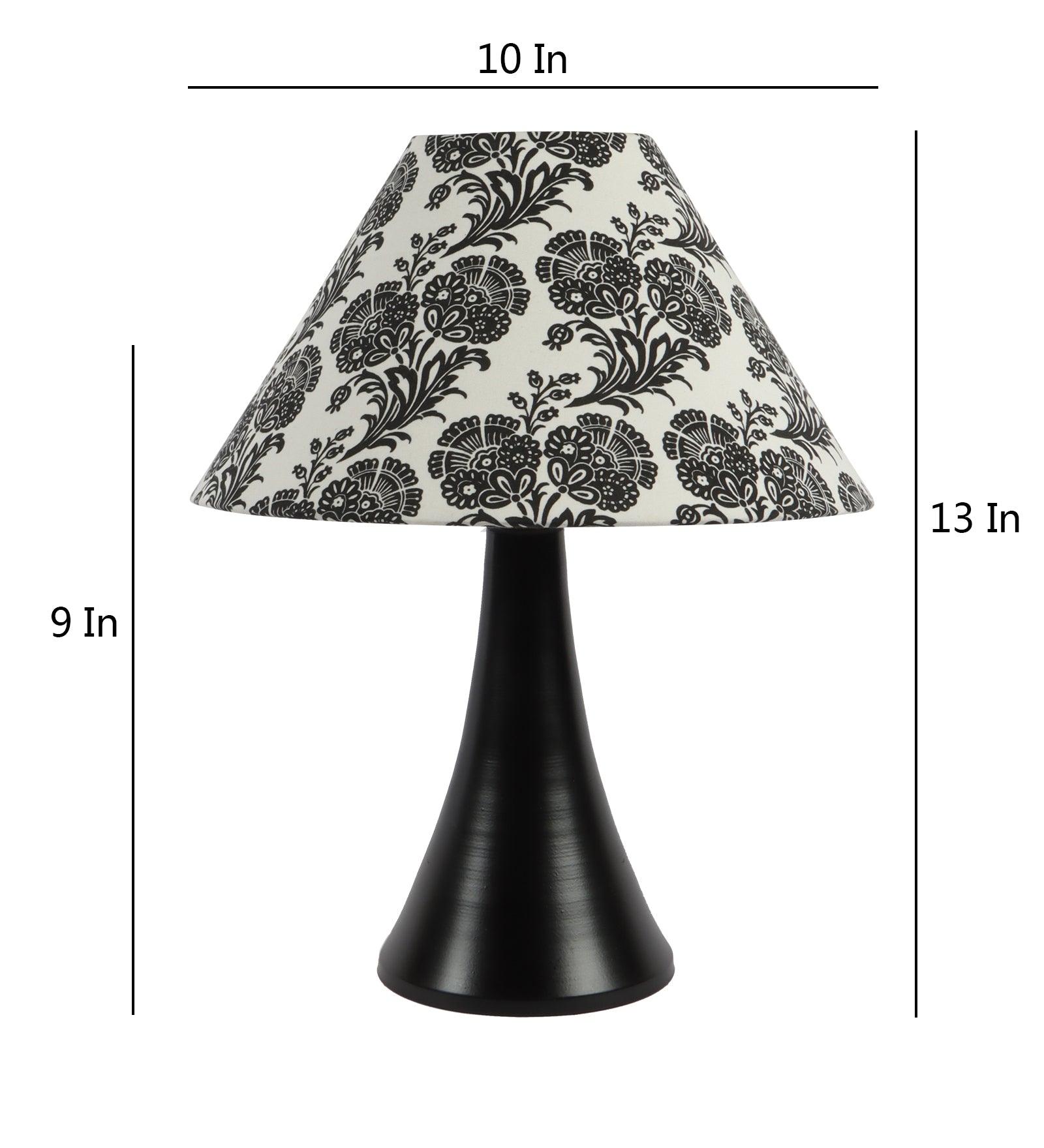 Filigree Design Print Shade With Metal Base Table Lamp - WoodenTwist