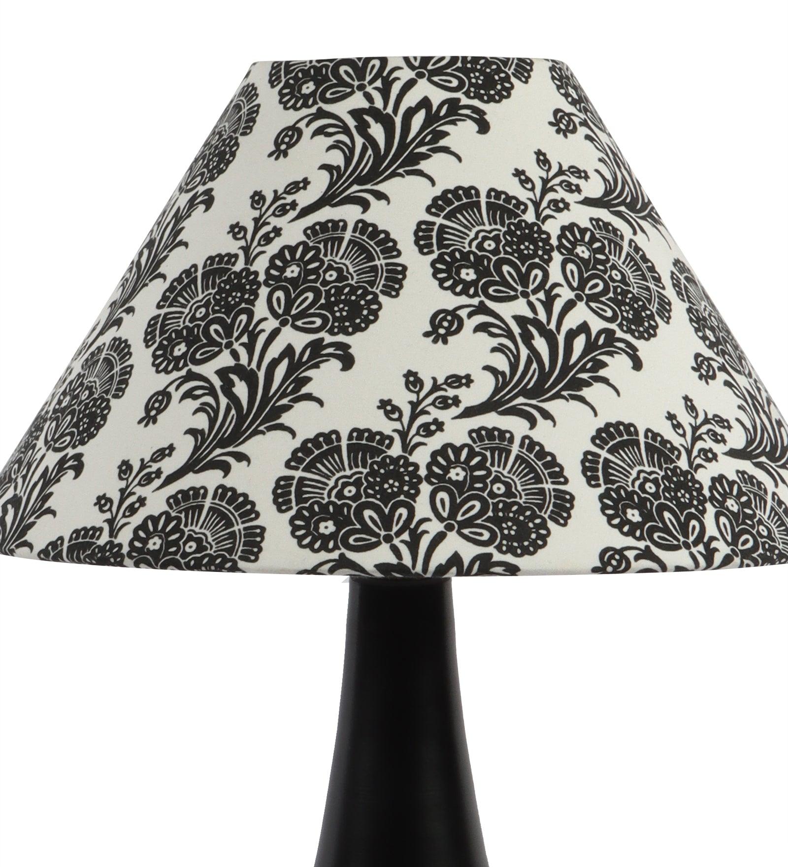 Filigree Design Print Shade With Metal Base Table Lamp - WoodenTwist