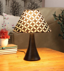 Geometric Design Print Shade With Metal Base Table Lamp - WoodenTwist