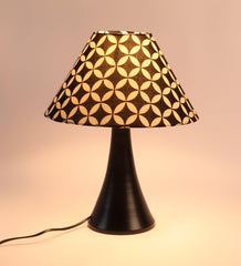 Geometric Design Print Shade With Metal Base Table Lamp - WoodenTwist